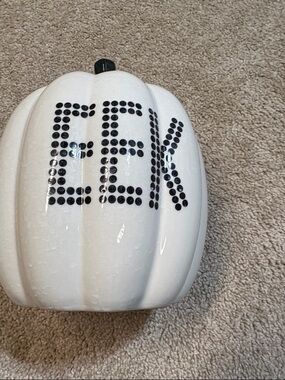 White Pumpkin Accent Decor with Black 'EEK' Lettering - Brand